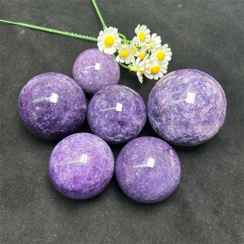 Factory Price Wholesale Healing Crystal Stone Natural Purple Mica Stone Lepidolite Spheres For Decoration