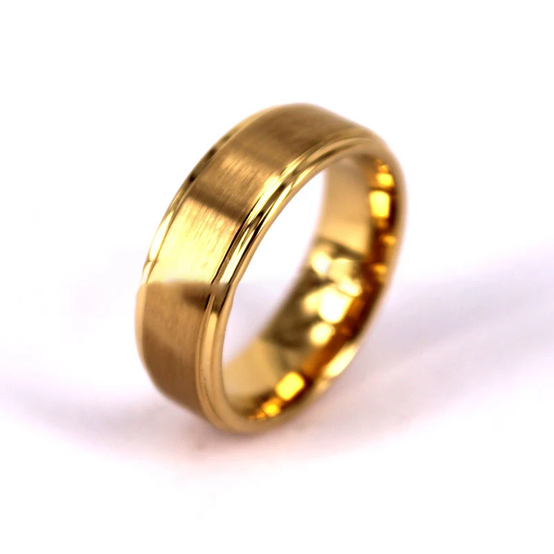 New Arrival Men Women Luxury 18k Gold Plated Tungsten Rings Couple Simple Blank Wedding Engagement Band Rings