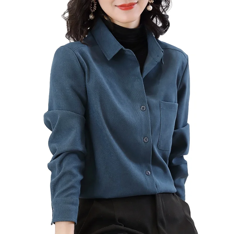 Wholesale Winter Shirts For Women Long Sleeve Blouse High Quality Corduroy Fleece Fashion Shirt For Women