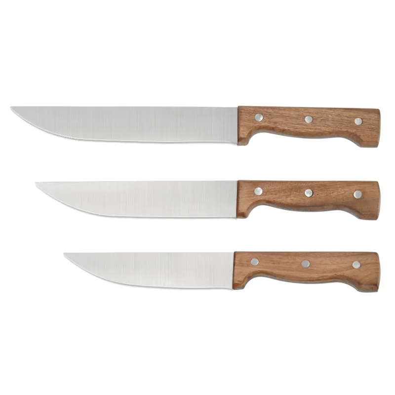 Factory wholesale 10pcs customized stainless steel kitchen steak knives set with wooden handle