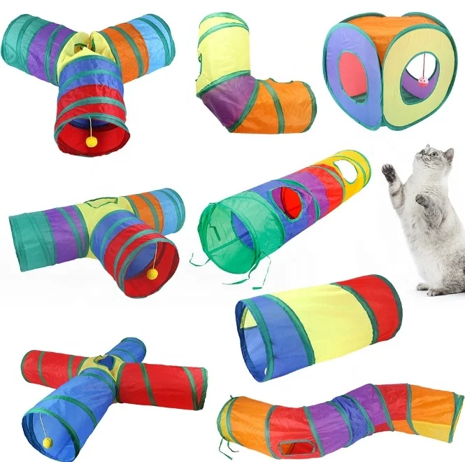 Wholesale Pet Collapsible Play Tent Dog Interactive Toy Tube Cat Tunnels Maze Cat House With Balls Bells For Small Animals