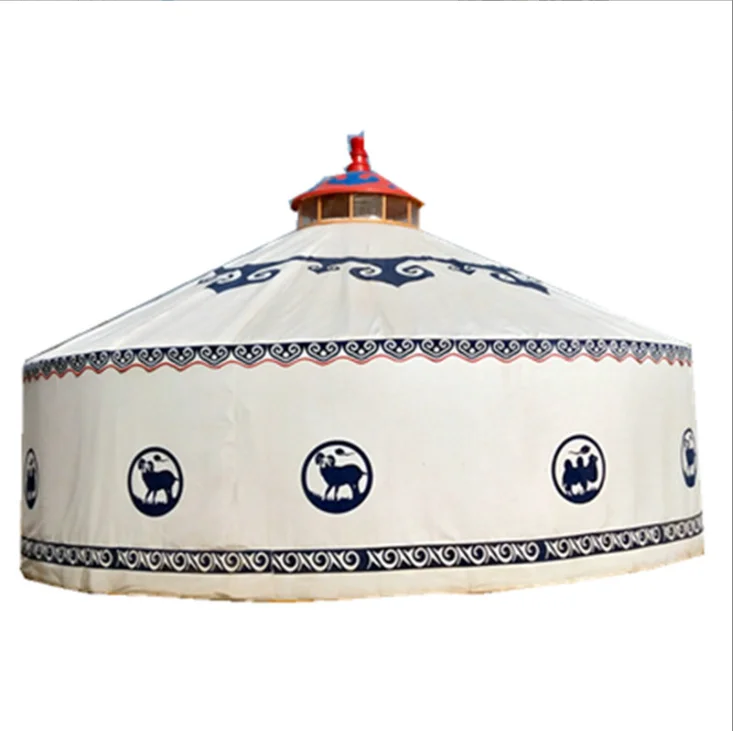 Luxury single slope steel wood frame mongolian yurt waterproof house yurt tent