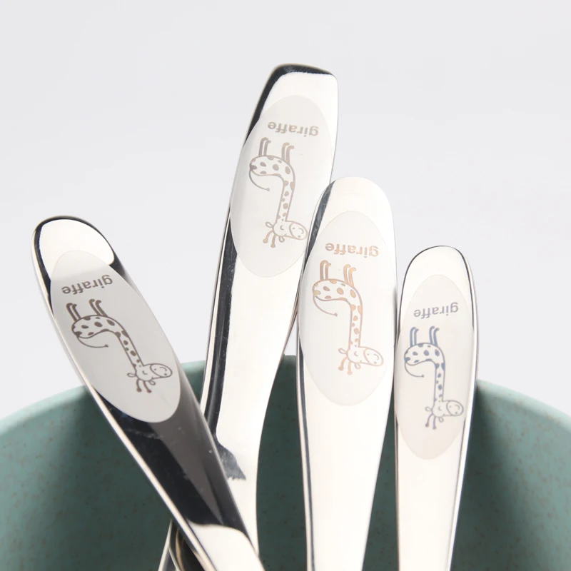 304 Stainless Steel Kids Cutlery Cartoon Pattern Carving Children Tableware Cutlery Set