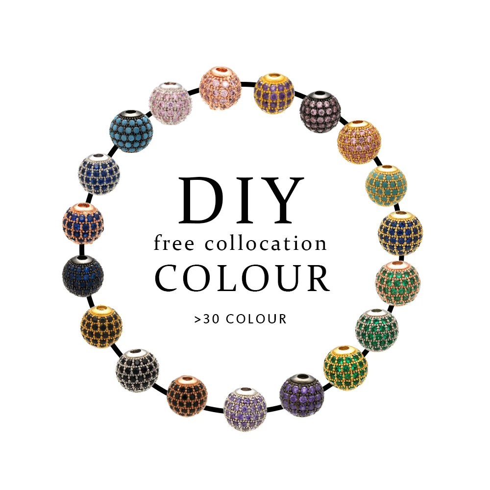 Wholesale DIY 10mm Zircon ball beads do not fade 14k 18k 22k gold pine bead bracelet decorative shim bead bracelet accessories