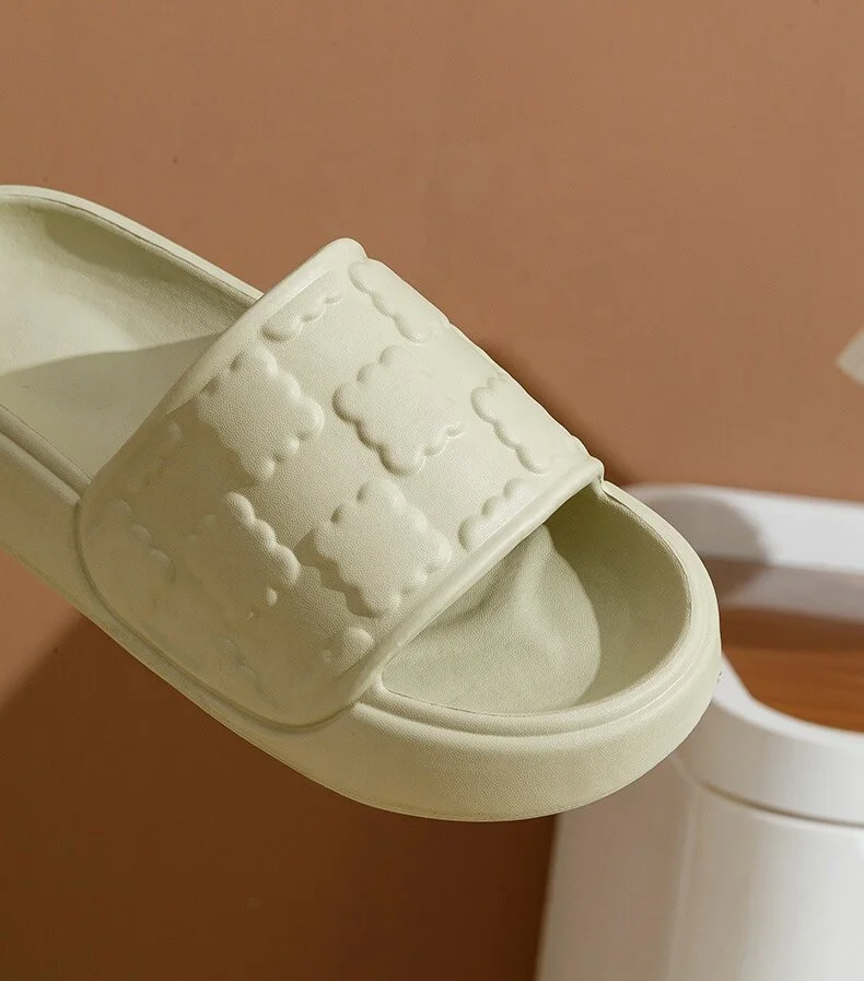 New fashion summer cookie pattern non-slip open toe eva platform slippers for couples men women