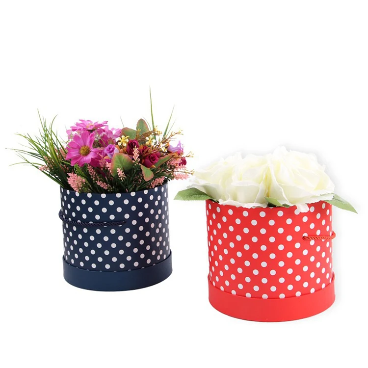 
2020 new wholesale round hemp rope solid color dot retro palace style gift box birthday gift set box flower box 