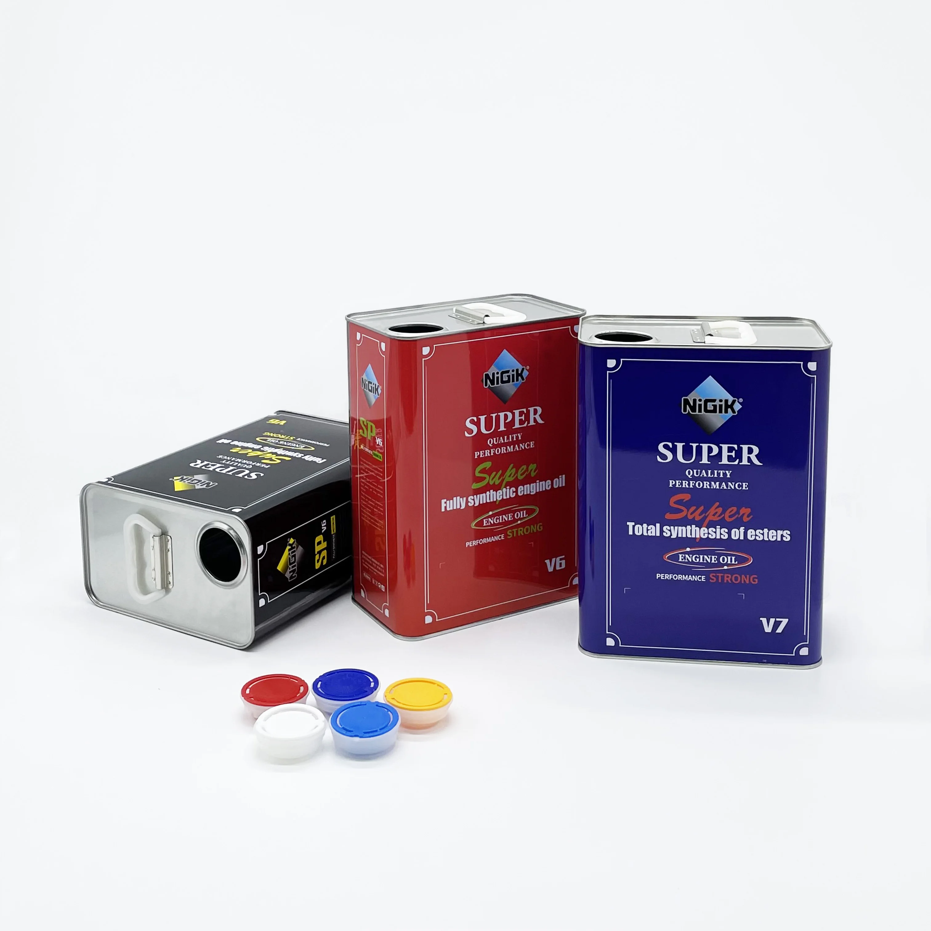 Good sealing tinplate material 4 liters lubricant oil tin can with plastic handle