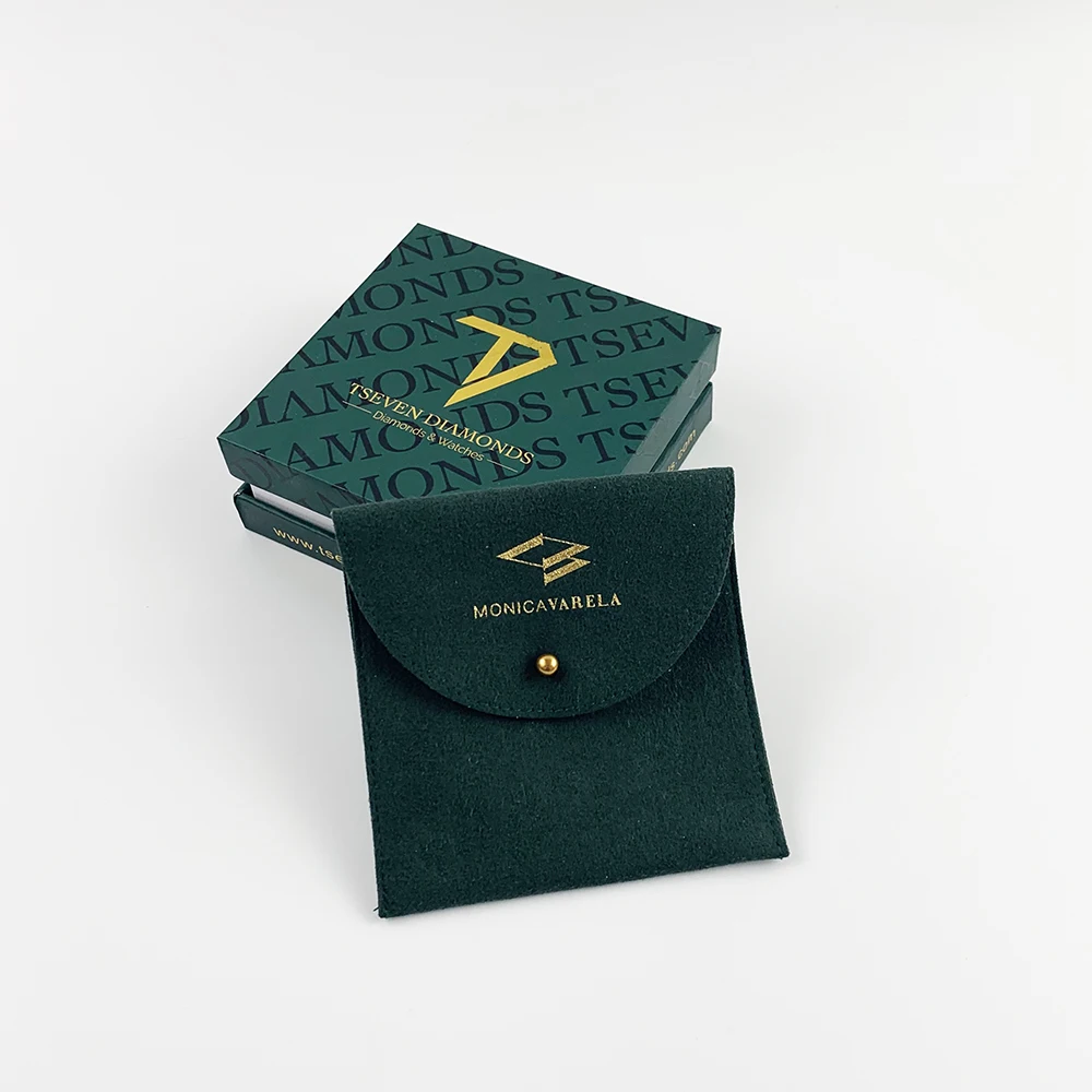 Custom dark green jewelry packaging box handmade environmental recyclable paper lid and base jewelry box and bag