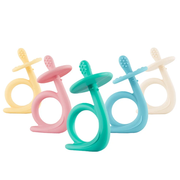 Wholesale Food Grade Mordedores De Silicona Para Beb Snail Shape Silicone Baby Soothing Teething Teether Toy