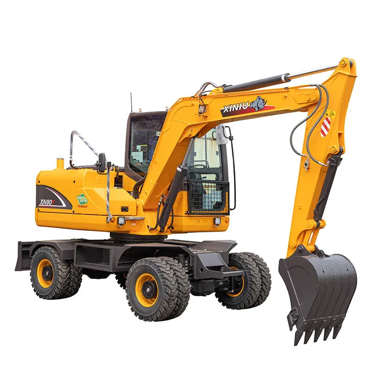 Cheap price digging machine wheel excavator XN90-Y 9TON rubber tire excavators RHINOCEROS XINIU excavator in heavy equipment