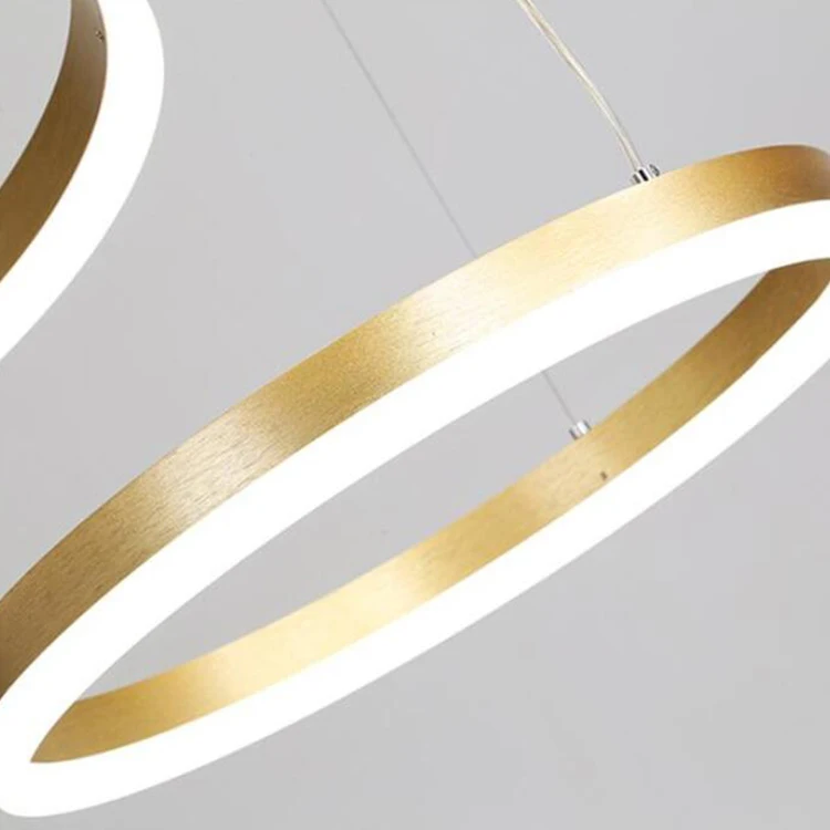 DLSSLIGHTING Европейский стиль простой золотой цвет круглые кольца светодиодный подвесной светильник для помещений подвесные акриловые