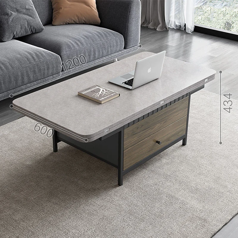 Multifunctional square coffee table dining table dual purpose Nordic style living room household folding lift coffee table