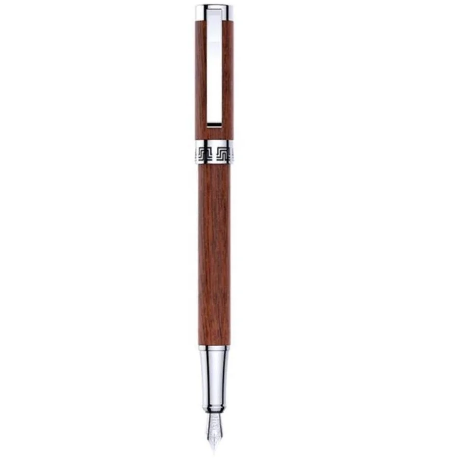 Top Quality germany tip  real gold plating Natural rosewood or walnut wood barrel gift Wooden Fountain Pen