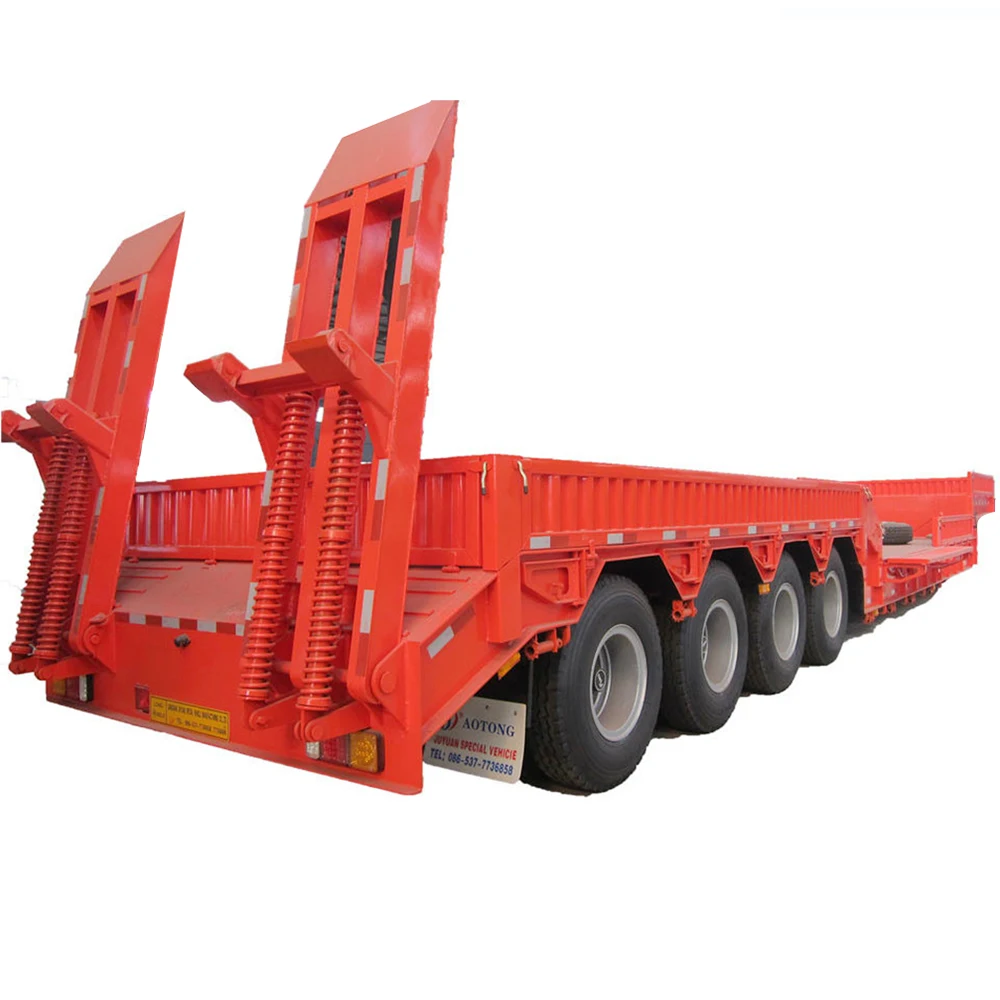  Тяжелая низкая плоская кровать duty2/ 3/4 оси 60 тонн/полуприцеп lowboy с одним запасным колесом на продажу (прямой погрузчик)