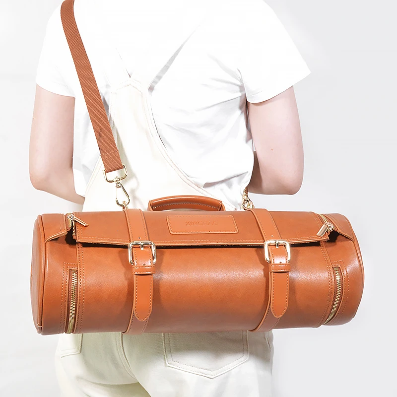 Factory Custom Leather Bartender Kit Bag High Quality Kitchen Chef Tool Crossbody Bag Heavy Duty Knife Roll Bag