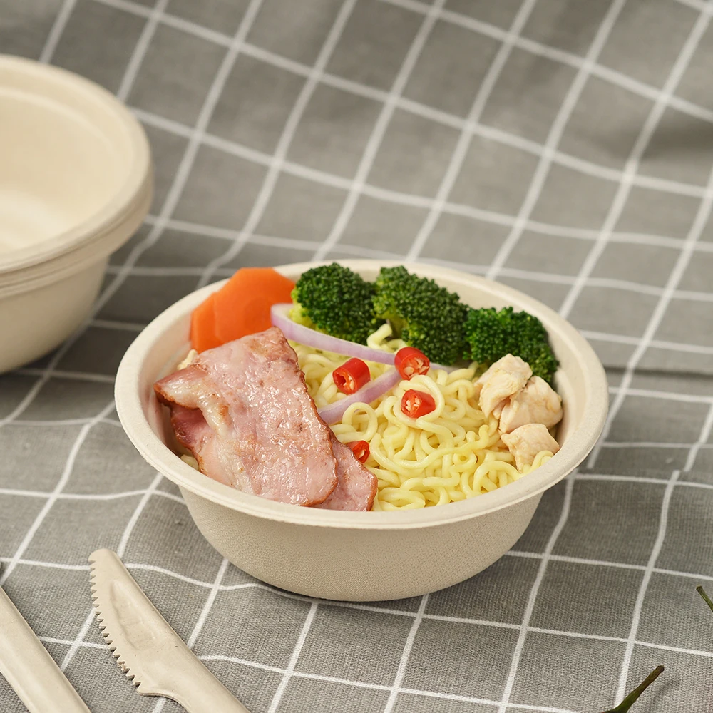 Eco-friendly Compostable Disposable soup bowls biodegradable bagasse pulp paper tableware