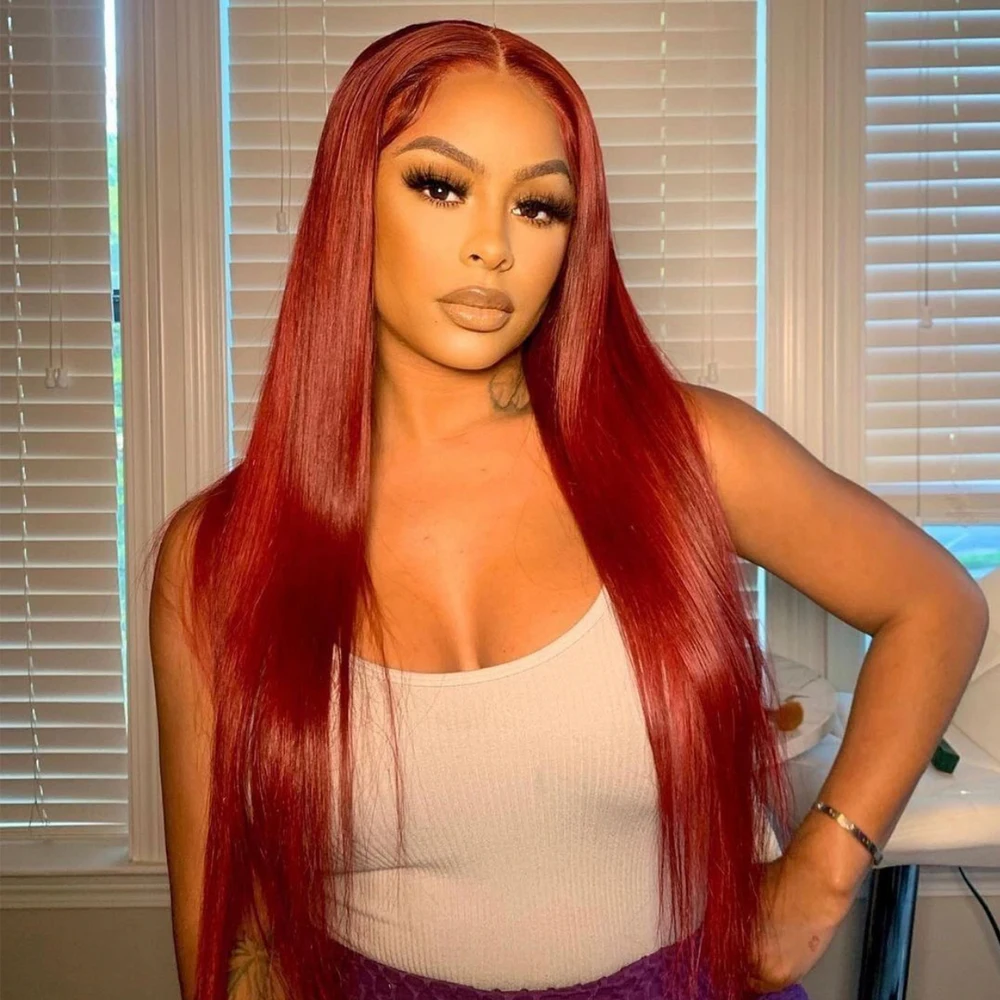 #99J Burgundy Peruvian Straight Human Hair 13x4 HD Lace Frontal Wigs for Black Women Lace Front Wigs Full Lace Human Hair Wigs
