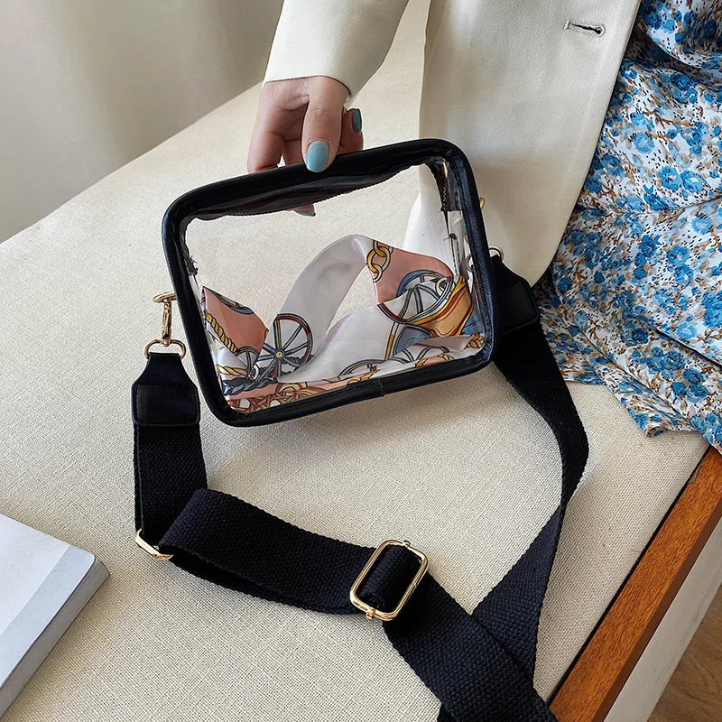 Cosmetic Bags Transparent Messenger Shoulder Bag Mini Cell Phone Clear Shoulder Pvc Stadium Crossbody Bag with Adjustable Strap
