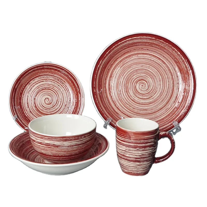 wholesale 16pcs tree bark glaze ceramic dinnerware sets for Australia for supermarket