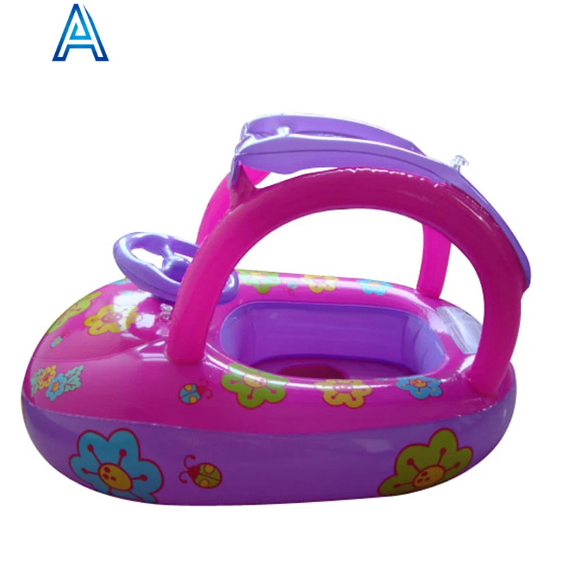 PVC inflatable car shaped baby swimming seat tube floating durable air blow up toddler swimming ring boat toy