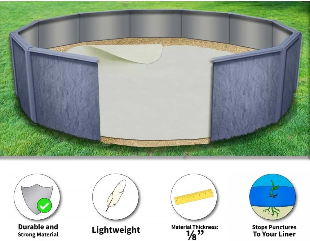 18ft white Ground cloth swimming above felt underlay pool liner pad