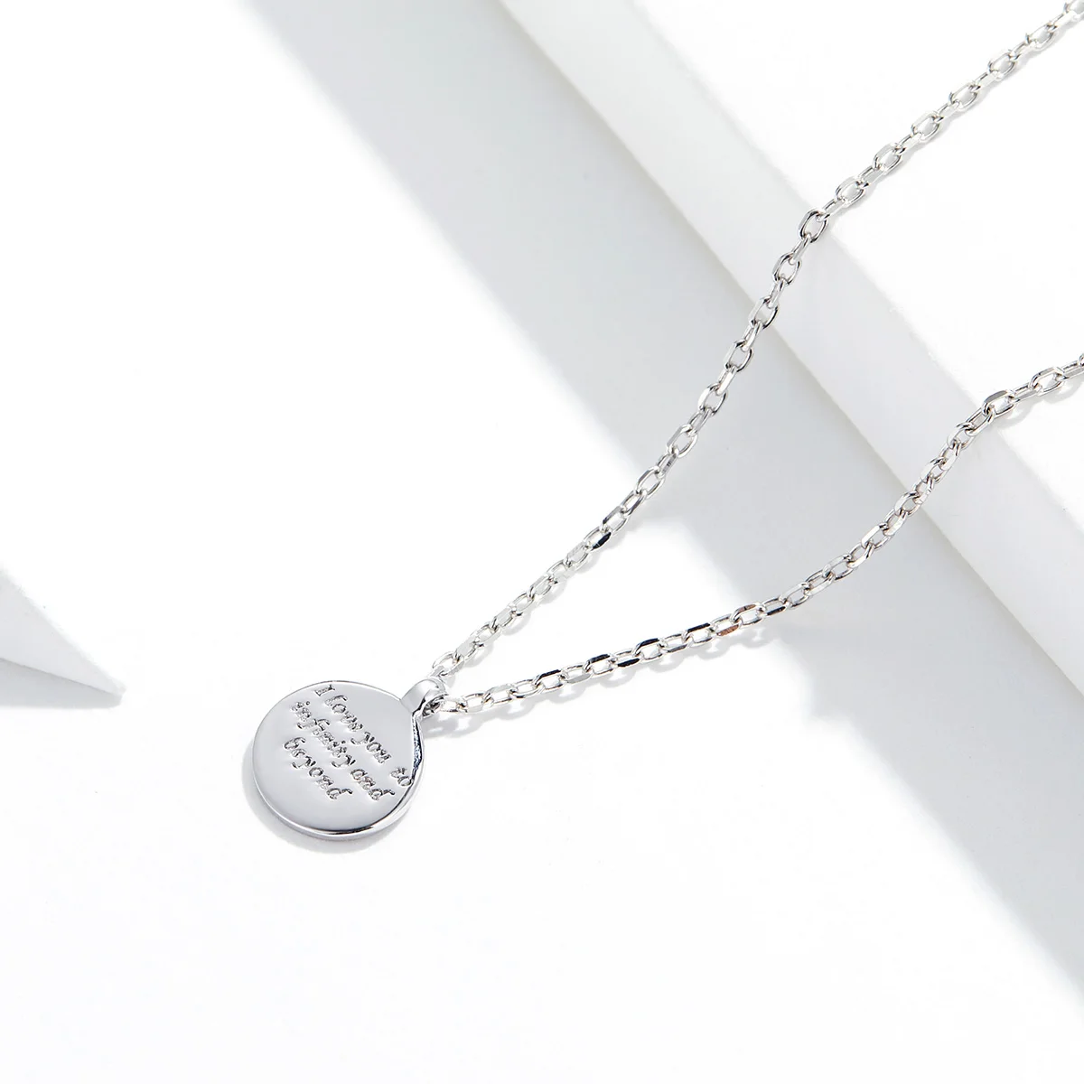 
trendy Romantic Design Engraved100 languages i love you silver 925 necklace name plate necklace 