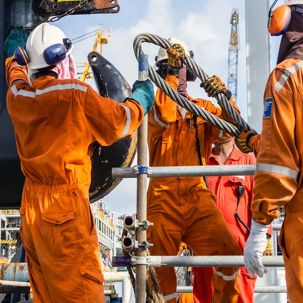 Offshore Oil Gas Heavy Work Cut Resistant Shock Absorbing High Impact TPR Knuckle Protect Mechanical Construction Safety Gloves