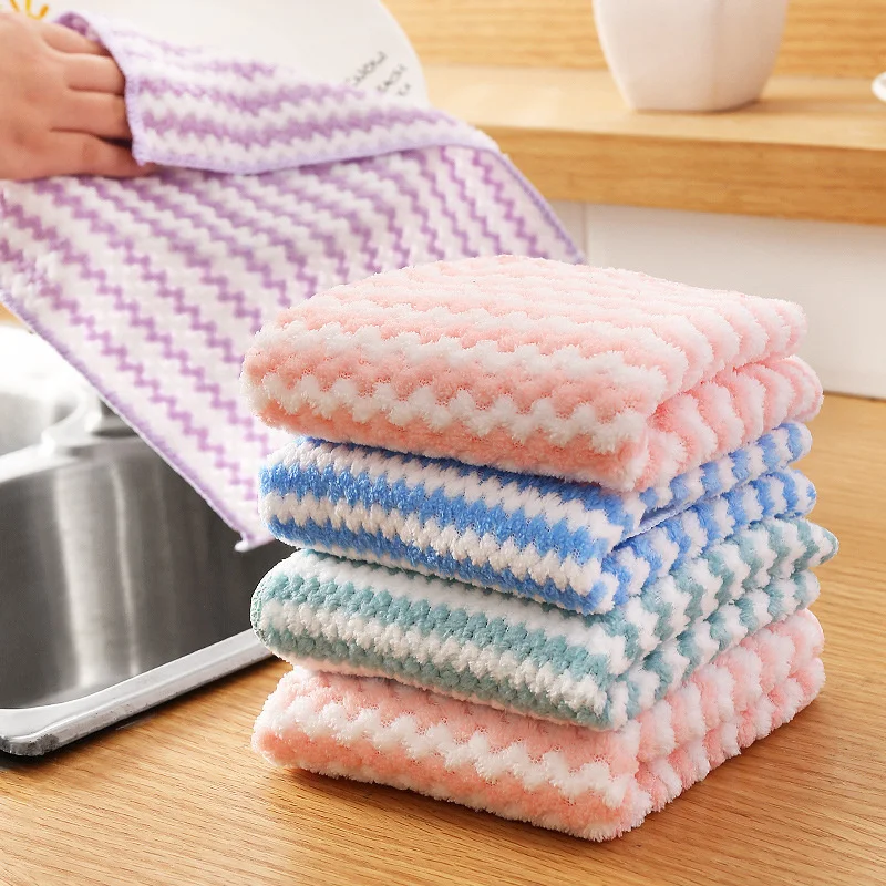 25*25cm Kitchen Non-sticky Oil Microfiber Towels Household Dish Towel Bathroom Cleaning Rag Absorbent Napkins Cleaning Cloth