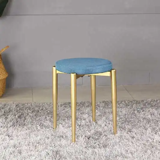 Luxury simplicity style Fabric round sitting stools Living Room Furniture Home Stool Ottoman With metal Legs