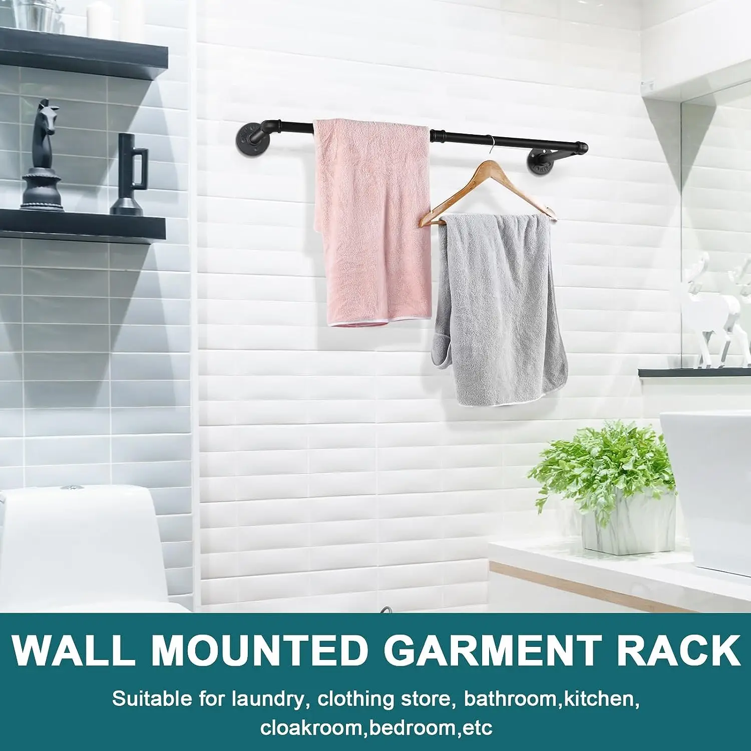 Industrial Pipe Clothing Rack Retail Store Fixture Hanging Clothes Custom Shop Design Metal Clothing Dress Display Rack