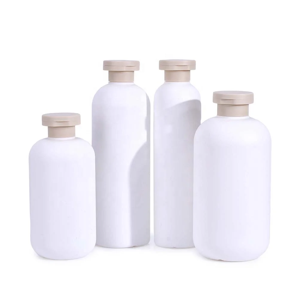 Matte Finish Soft Touch Round HDPE Plastic Shampoo Bottles with Flip Caps for Hair Care wash Products