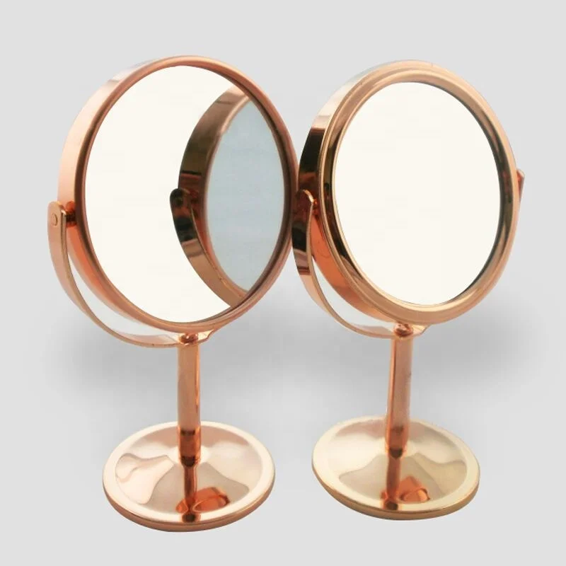 New Trend Mini Rose Gold Round Table Standing Mirror