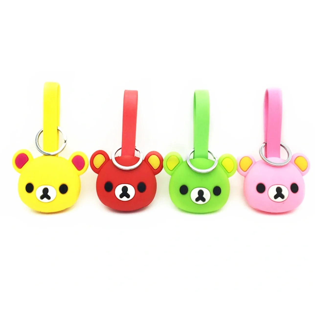 Environmental Silicone Lovely Little Bear Cartoon Silicone USB Keychain 2 in 1 Charge Cable Micro USB Cable 8 Pin for Mobile