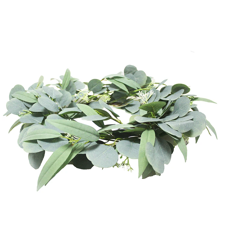 supplies wholesale spring wreath with seeds floral front door hello gift package artificial silver dollar eucalyptus wreath