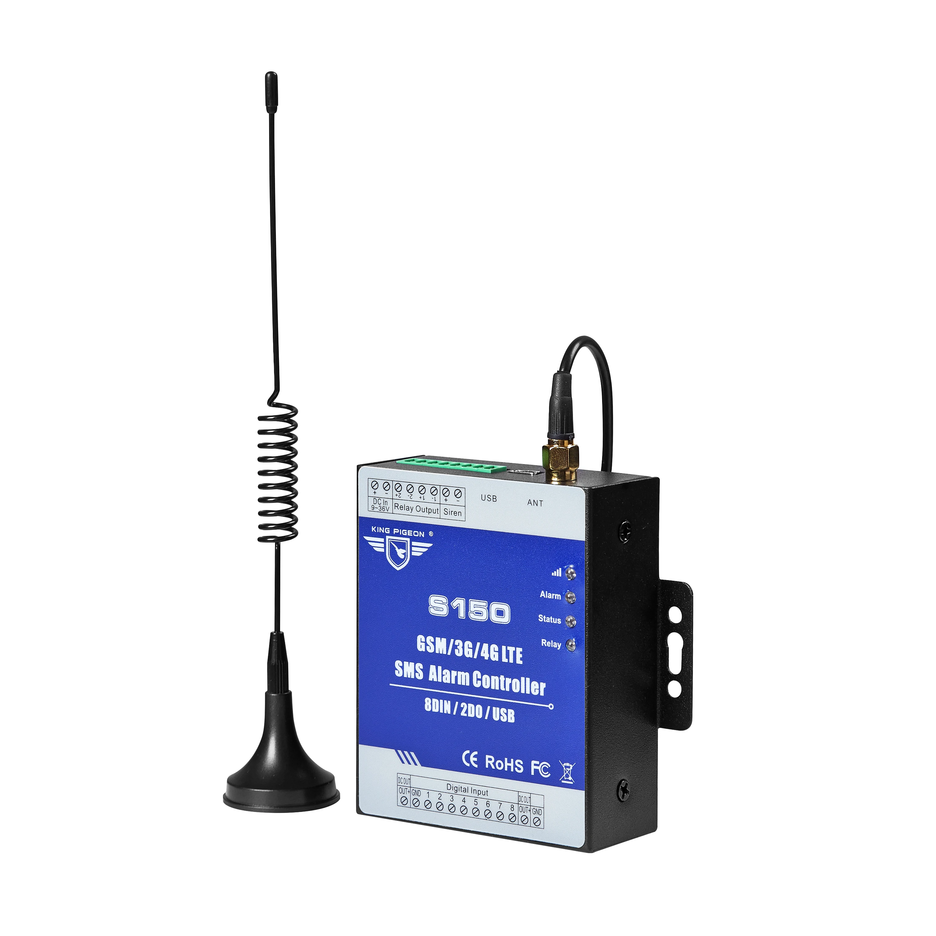 8DIN + 2Relay Outputs SMS Rtu Alarm Controller System