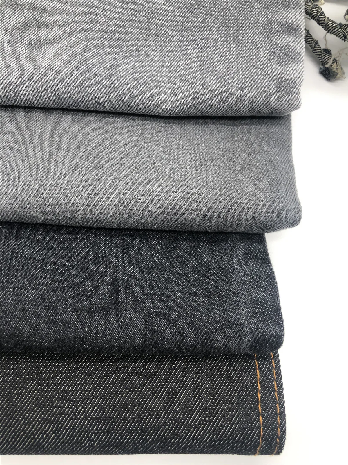 10.5oz  mid weight 100% cotton black col  denim fabric for jeans