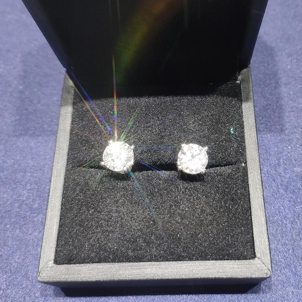 Luxury Wholesale Price Easily Wear VVS Moissanite Hip Hop S92510K 14K Gold Plated Diamond Stud Earrings