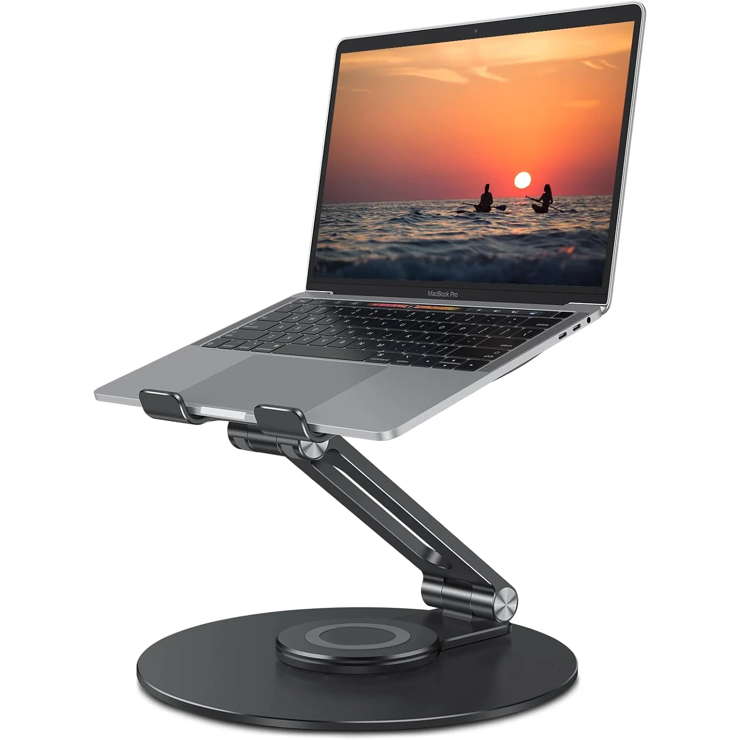 Laptop Stand For Desk Adjustable Height Computer Stand With 360 Rotating Base Ergonomic Laptop Riser For Collaborative Work