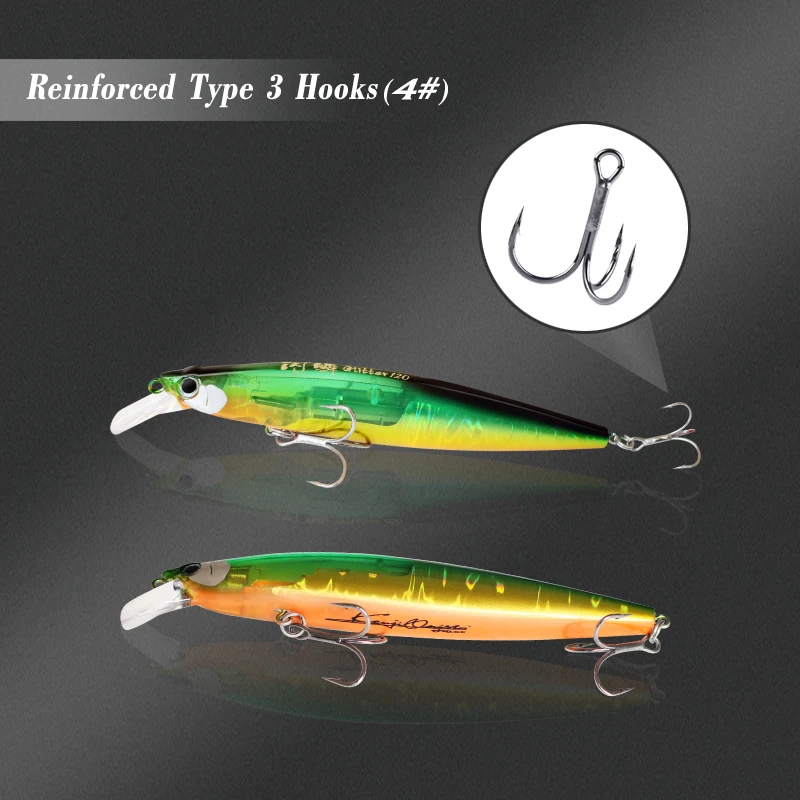 NEPTUNE SPEAR Artificial Plastic 19g 120mm Minnow Set Bait Fishing ,Sliding Fishing Lures Hard Swim Bait