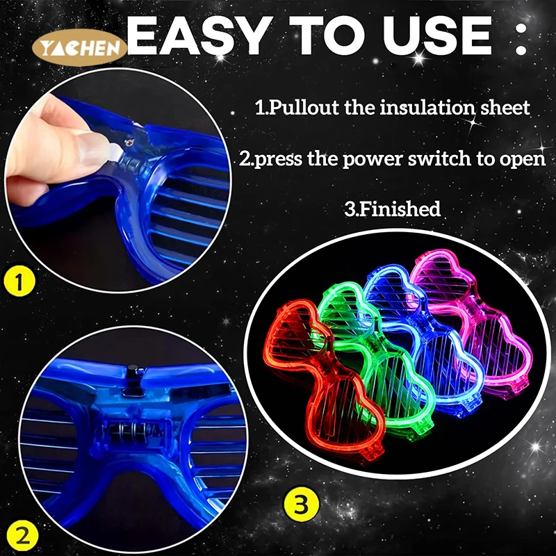 Yachen Glow in The Dark Glasses LED Christmas Party Supplies Light Up Glasses Shutter Shades Kids/Adult Party Accessories