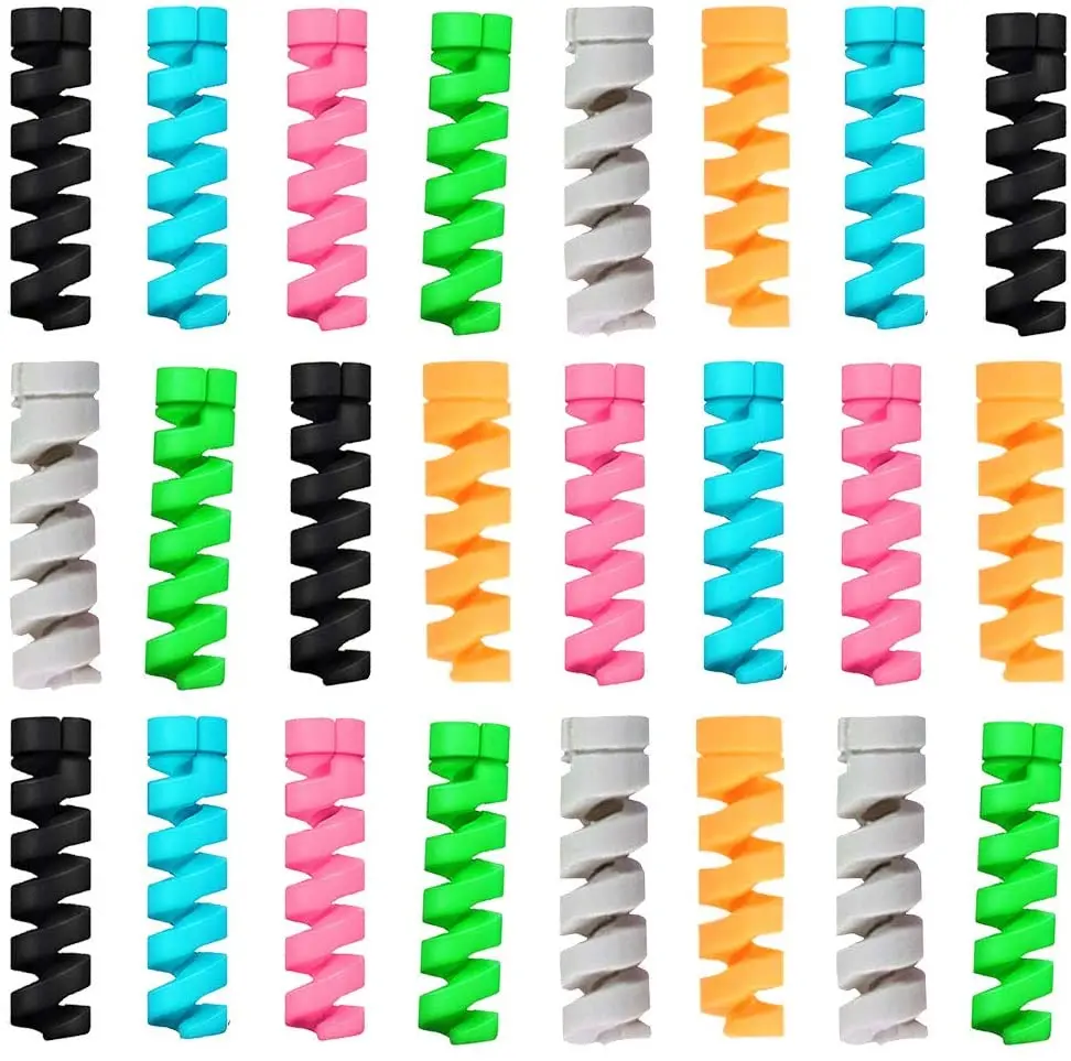 Henzarne Cable Protector Flexible Silicone Spiral USB Cord Protector Charger Cable Savers for All Cellphones