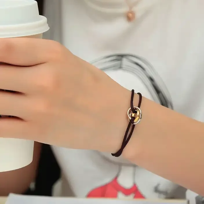 Hot Selling Metal Buckle Ribbon Bracelets Stainless Steel Circle Colorful Adjustable Size Bracelet