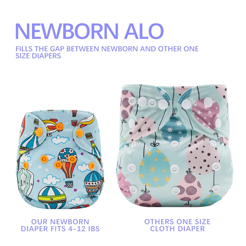 AIO Baby Nappies Manufacturers Waterproof Washable Baby Cloth Diapers for 3-6kg Newborn
