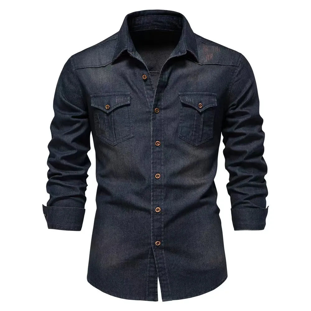 2024 fashion fashion jeans shirt 95% cotton 5% spandex jeans shirts for men casual denim shirts and jeans for men