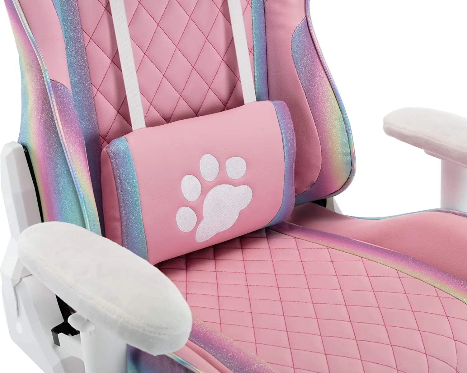 Modern gaming chair Pink cute chair with cat design headrest