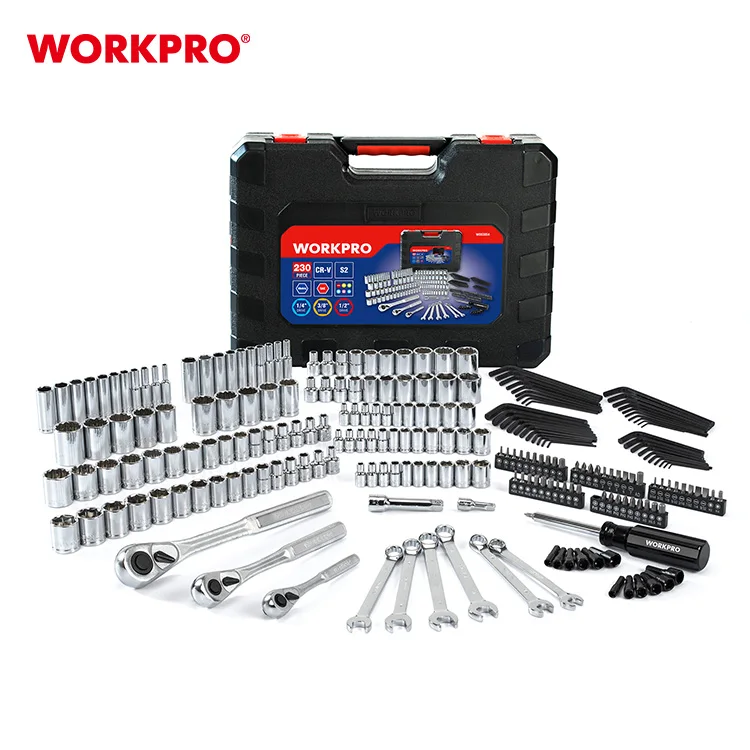 Набор механических инструментов WORKPRO из 230 предметов с жестким корпусом для ремонта велосипедов и автомобилей