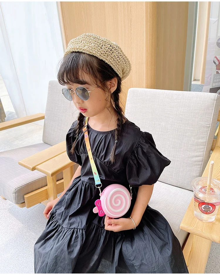 Donut Lollipop Cute Colorful Mini Toddler Kids Ladies Women Silicone 3d Squeeze Keychain Coin Purse Wallet Pouch Bag with Zipper