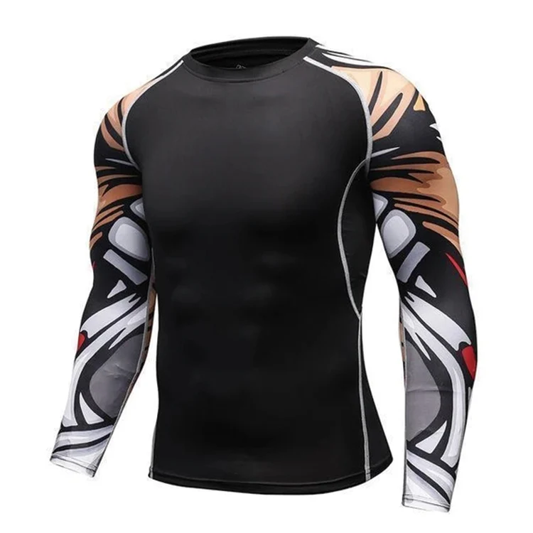 Design Your Own Sublimation Compression Shirt Bjj Rashguard Custom printed Mens Grappling MMA Rash Guard