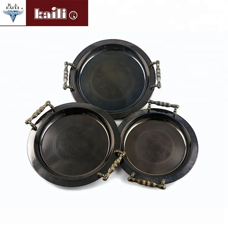 Wholesale Good quality large size  food  round shape stainless steel serving tray