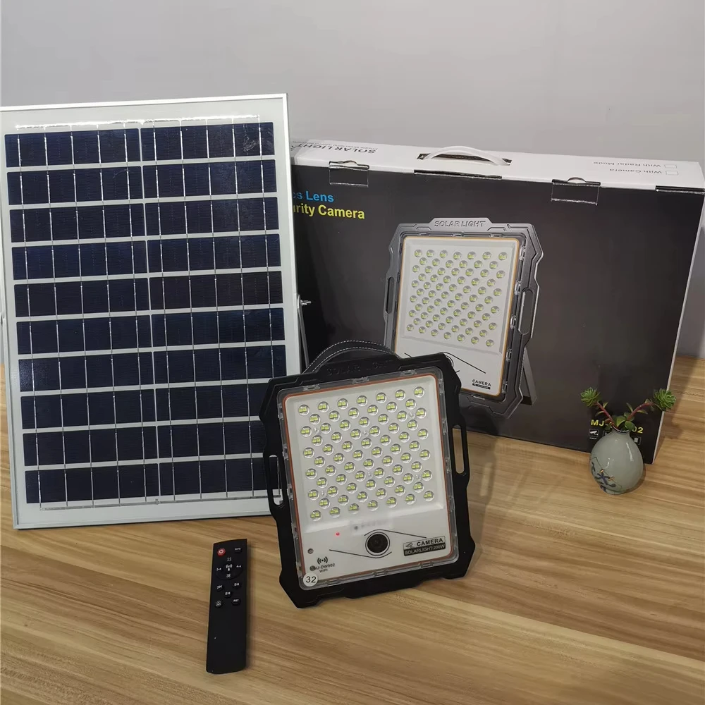 High Efficiency Super Bright Outdoor Lighting Aluminum MJ-DW903 solar flood light with cctv camera for Garden Courtyard home